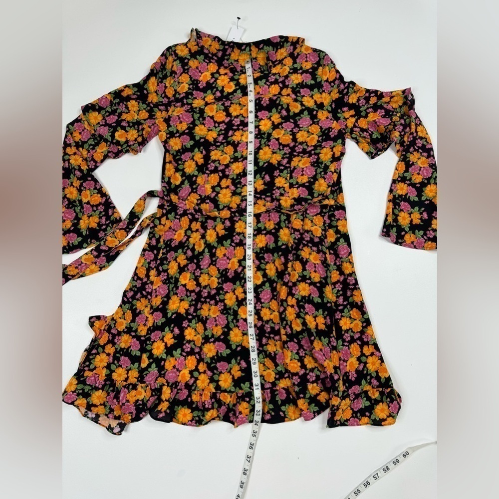 NWT Topshop Rose Ruffle Wrap Mini Dress Size 10 - Picture 6 of 13